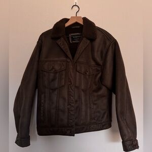 NWT- Abercrombie & Fitch Brown Vegan Leather Jacket
